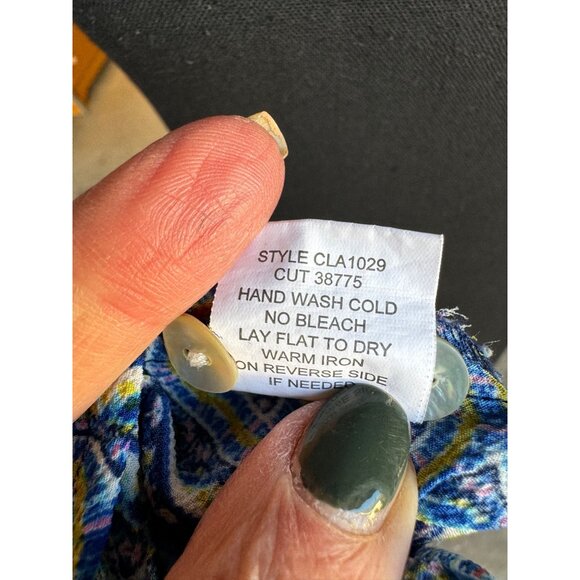 Anthropologie Figueroa Flower XL Paisley Tunic Semi Sheer Blue Boho Peasant Top - Picture 7 of 11